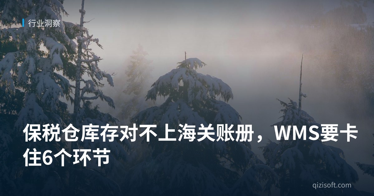 保税仓库存对不上海关账册，WMS要卡住6个环节